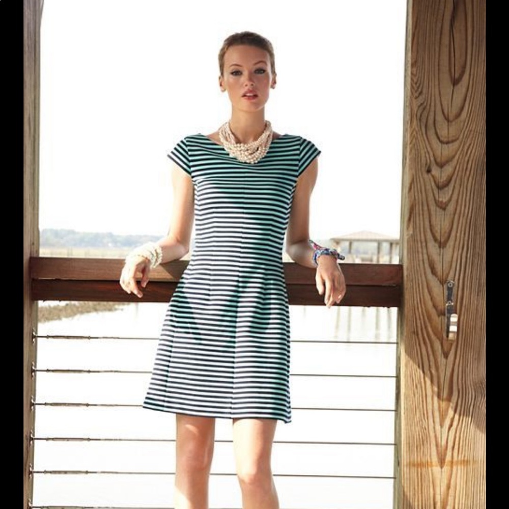 Lilly Pulitzer L Briella Dress in Navy and White stripes